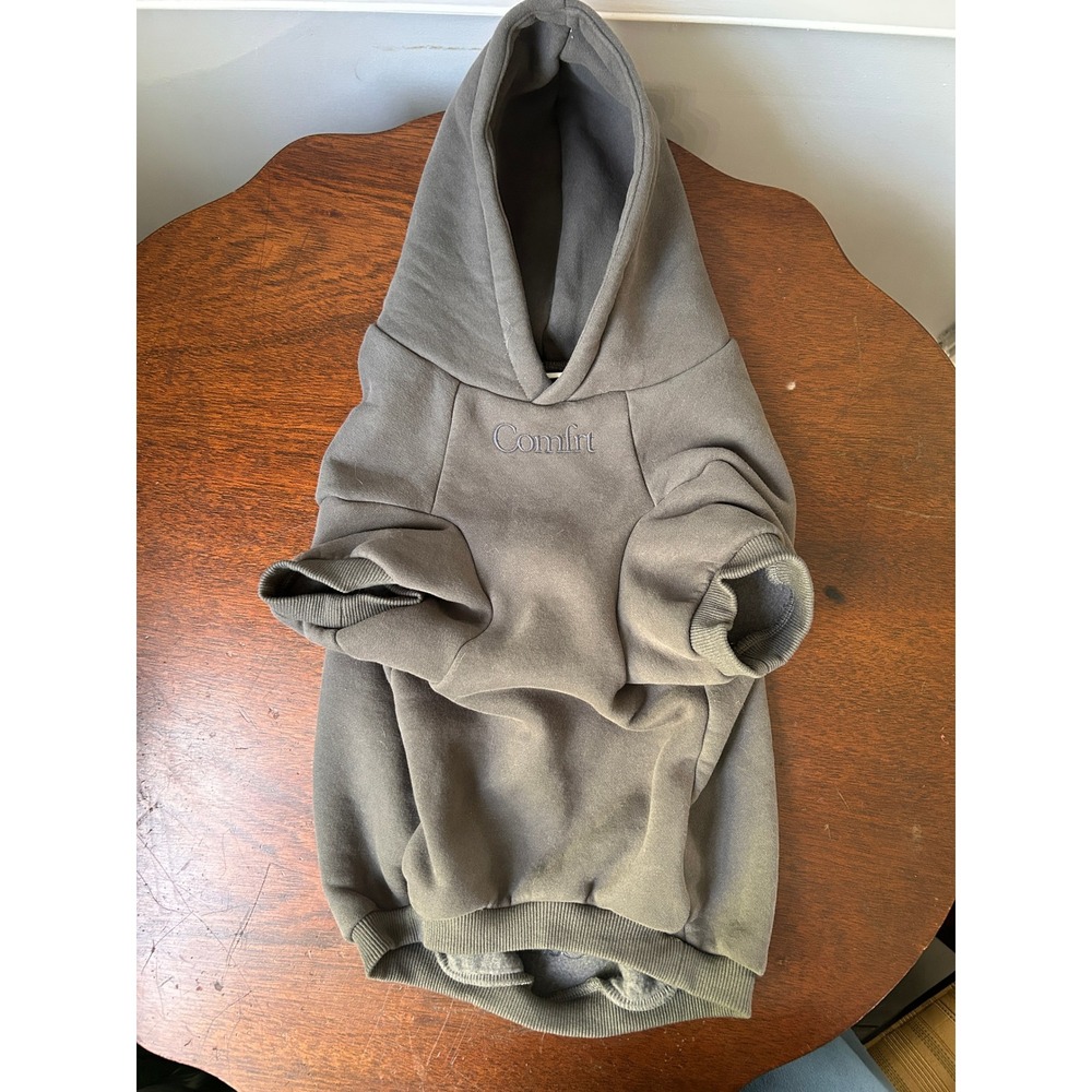 Comfrt Dog Hoodie Charcoal Gray Fleece Pullover Leash Hole Size 2XL RN170537